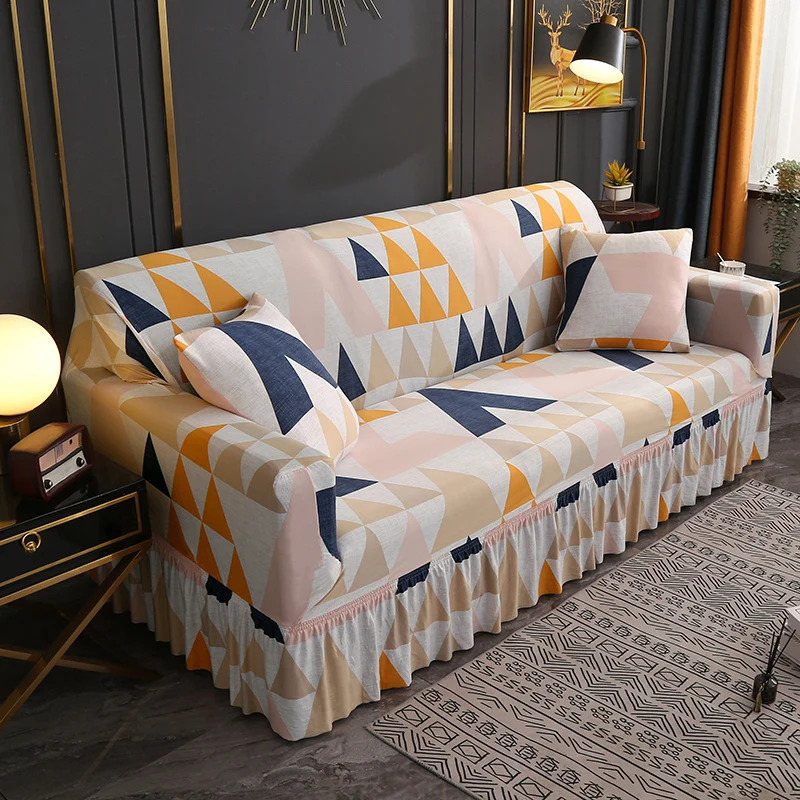NEW Sofa cover with skirt hem Suit for sofa 2 armrests protect from pets anti-dirty 1/2/3/4 seats housses de canapé | Дом и сад