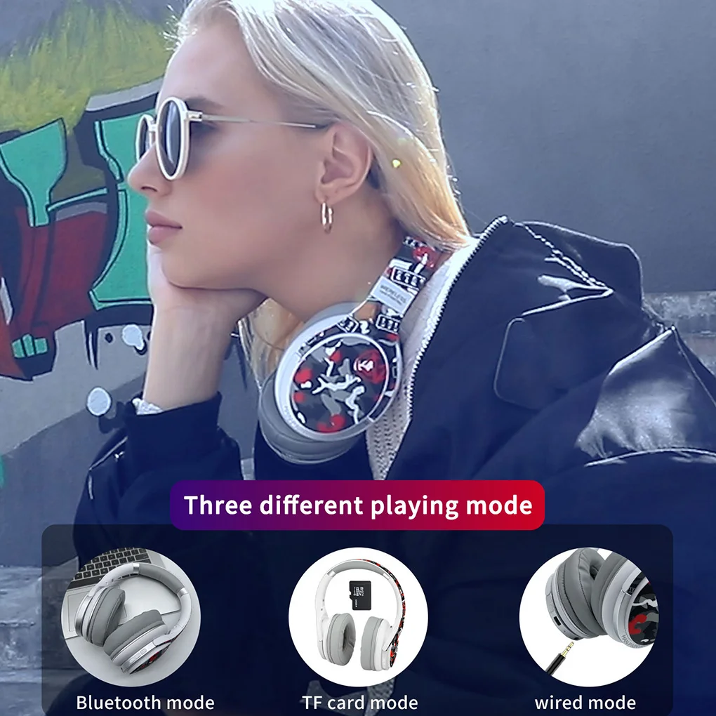 Wireless Bluetooth 5 0 Headset Foldable Stereo Headphone Noise Reduction Audio Earphone with Microphone