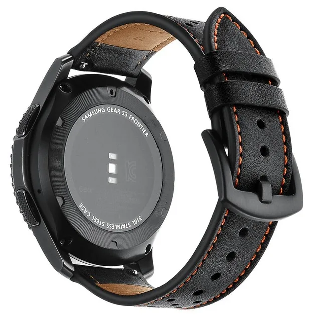 Ремешок для часов из натуральной кожи для samsung gear S3, сменный Браслет для часов gear S3 Classic frontier 22 мм - Цвет ремешка: Black