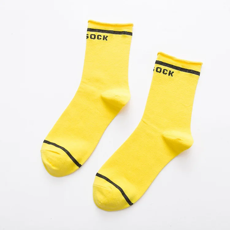 1Pairs Winter New Products Candy-colored Silver Onion Curling Women's Socks Letter Cotton Ladies Tube Socks Christmas Socks - Цвет: SCK001-2-F