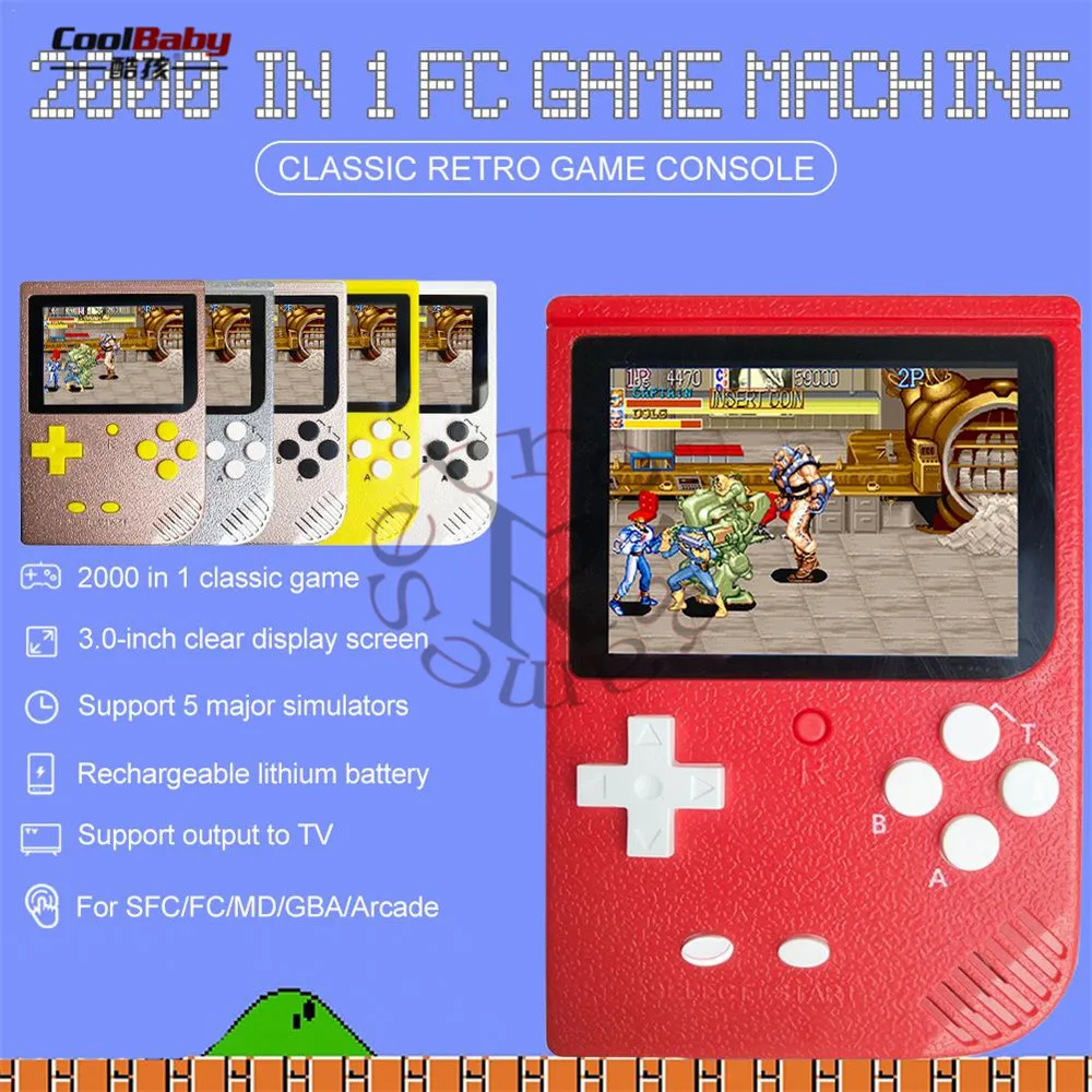 2000 в 1 ретро мини игровая консоль портативная игровая консоль SUP встроенный 5 большой симулятор forGBA поддержка загрузки и хранения