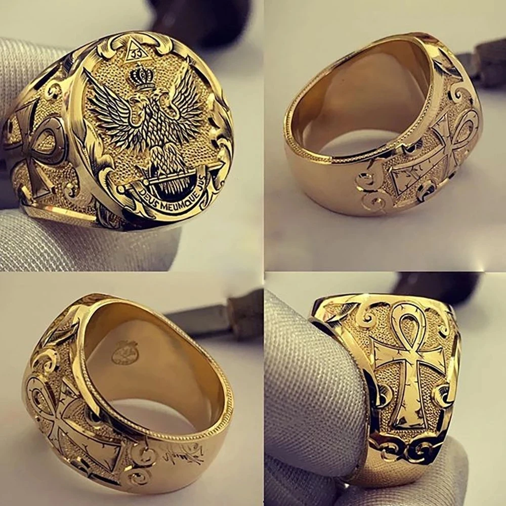 Классические мужские кольца Корона Орел Королевский аристократический фон для