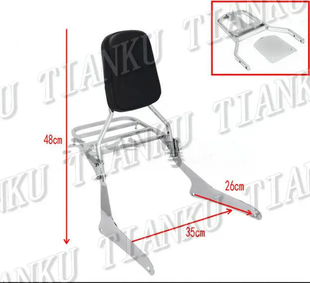 Chrome Backrest Sissy Bar Luggage Rack For Yamaha XVS1300A Midnight