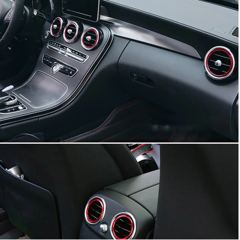 

7 Pcs Aluminum Alloy Car Air Conditioning Air Outlet Inner Ring Decorative Ring Suitable for Mercedes-Benz New C-class GLC