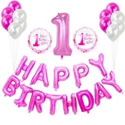 Детский 1-й День рождения воздушные шары набор розовый и голубой номер фольги воздушный шар дикий один Детские украшения для детей поставка