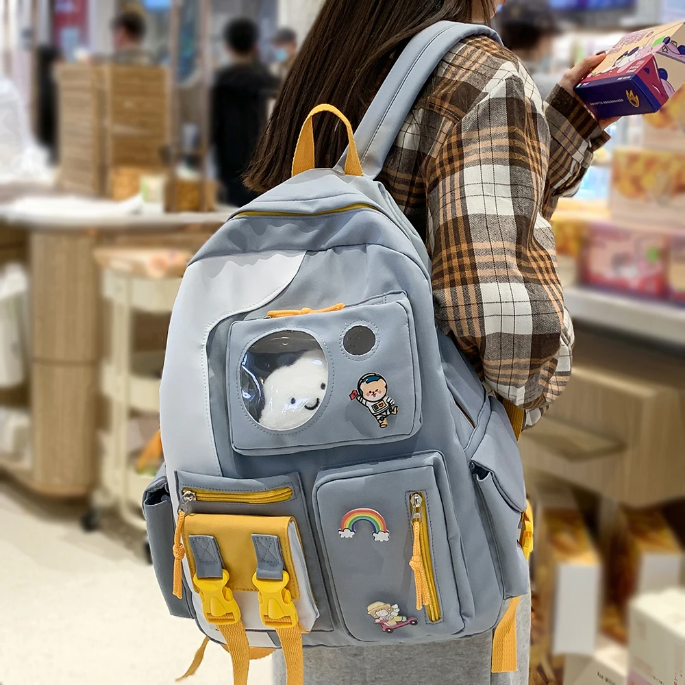 Hot Sale Harajuku Backpack Book-Bag Female Waterproof College Student Cute Women Kawaii Nylon qxQKMDVyo1V