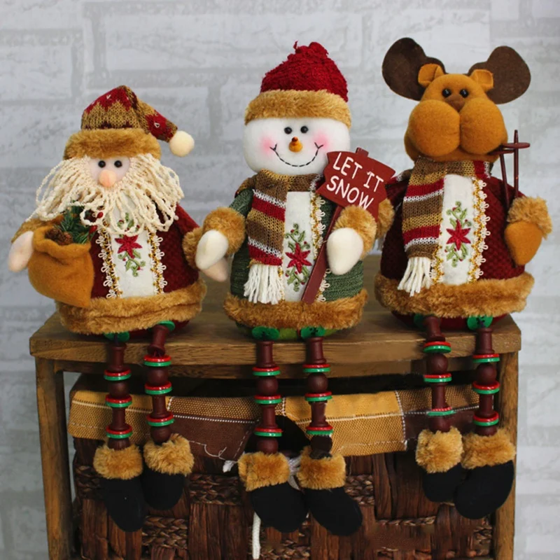 

Christmas Tree Decorations Sitting Father Santa Claus Snowman Figure Plush Toy Doll Christmas Party Tree Hanging Decor For Home