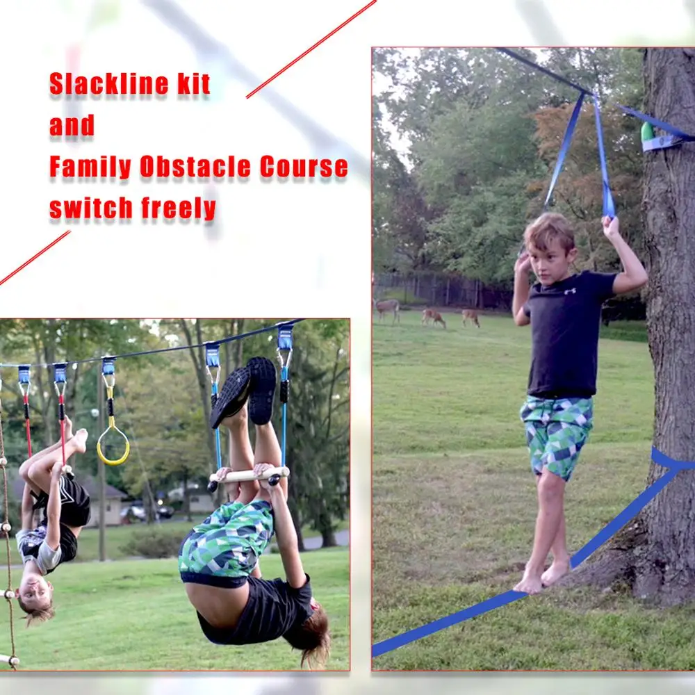 Ninja Line подвесное оборудование для обучения препятствий набор детей 15 м Slackline