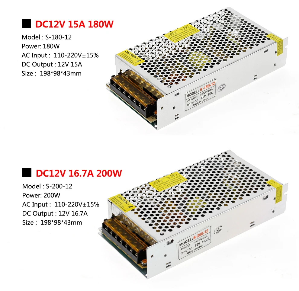 Питание DC12V 1A 2A 5A 8.3A 10A 15A 16.7A 20A 25A 30A 33A 40A 50A трансформаторы Светодиодный драйвер для Светодиодный переключатель полосной