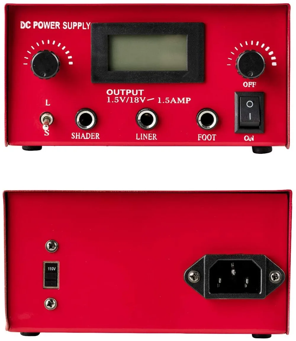 Máquina de Tatuagem Digital Dupla Fonte Alimentação Display | Pedal Aço Inoxidável & 2 Clipe Cordões Vermelho Tatoo Máquina Kit Lcd 10 alimentação display lcd | pedal aço inoxidável