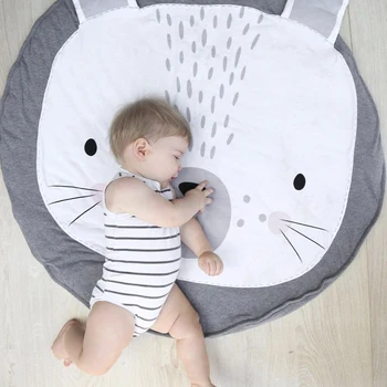 

90CM 1PC New Adorable Infant Animal Print Play Mats Kids Crawling Carpet Floor Rug Baby Bedding Blanket Cotton Game Pad
