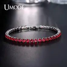 UMODE, модные, красные, циркониевые, теннисные браслеты для женщин, зеленый, синий, прозрачный, Круглый, CZ, очаровательный браслет, подарки, ювелирные изделия, Bijoux Femme AUB0097A
