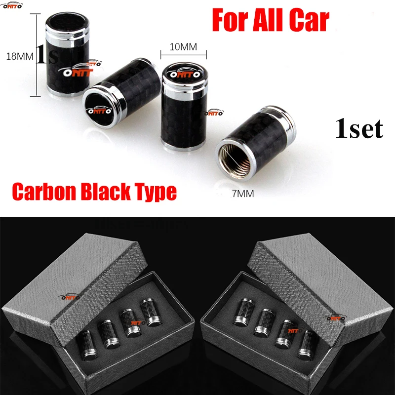 

1set Carbon Black Wheel Rim Valve Cap Covers With Box Auto Accessory For BMW Toyota Honda Hyundai Jeep Nissan mazda benz volvo