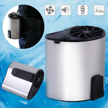 

Silver Gray USB Air Cooling Mini Air Conditioner Portable USB Rechargeable Fan Camping Creative Wearable Waist Fan Handing Work