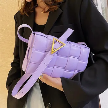 

Women Weave Flap Bags Square Crossbody Pillow Bag 2020 New PU Leather Women Fashion Handbag Travel Shoulder Ladies Messenger Bag