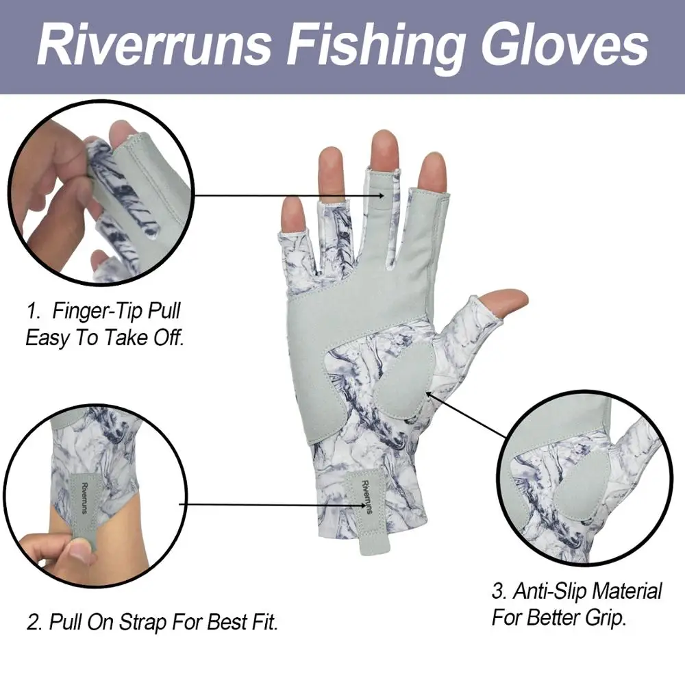 UPF50+ Sun Protection Fingerless Fishing Gloves and Headscarves for Men and Women Fishing Boating kayaking Hiking