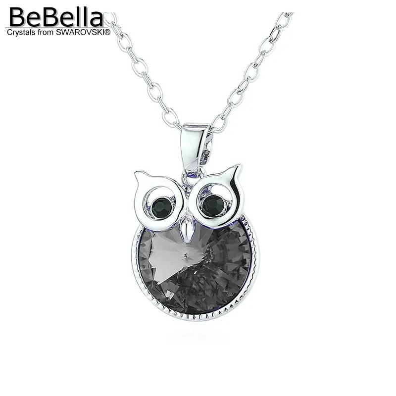 BeBella, 5 цветов, ожерелье с подвеской в виде совы с кристаллами Swarovski, оригинальное модное ювелирное изделие для женщин и девушек, Рождество - Окраска металла: Black Diamond