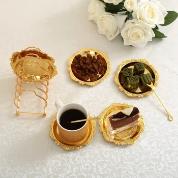 

Series 6 Piece Roller Coaster Creative Drink Coaster Decorative Frame Non-Slip Metal Coaster Desktop Display With Pole Frame, Ki