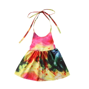 

Toddler Kids Baby Girl Floral Halter Backless Sleeveless Ruffle Mini Dress 0-5T Summer Party Dresses