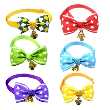 

60 PCS Multicolor Bowknot Collar for Small Medium Dogs Bow Tie Bell Adjustable Puppy Kitten Necktie Pet Products Decoration