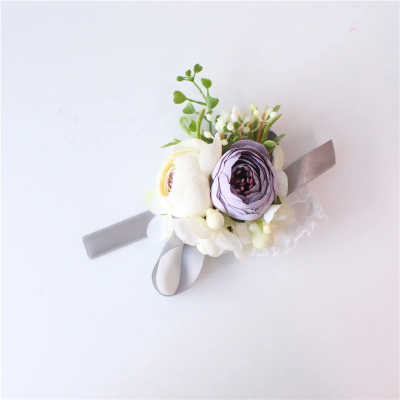 Свадебный бутоньерка для жениха браслет из цветов подружки невесты красные розы искусственный цветок бутоньерка шелковые цветы брошь свадебные булавки - Цвет: Wrist-O