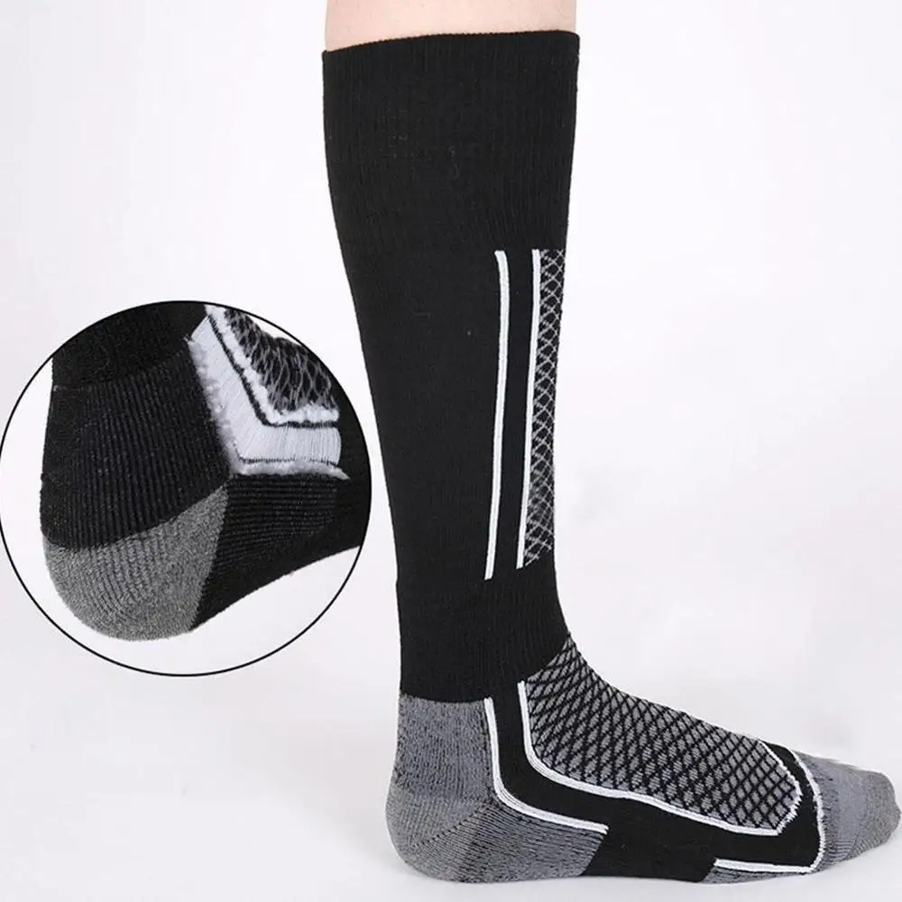 Mens Women Winter Thermal Long Ski Snow Walking Hiking Sports Towel Socks Black 