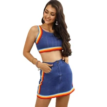 

Sale Fairy Two Piece Crop Top Skirt Set Women Sexy Club Outfits Summer Y2k streetwear for women Summer suits Matching Sets D30