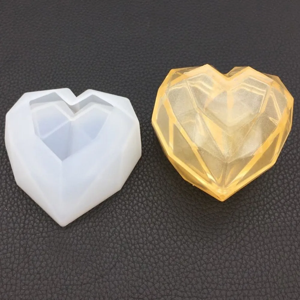 Geometric Heart Shaped Silicone Mold Epoxy Resin Cake Dessert Molds Cooking Baking Stereotype Tools Kitchen Supplies