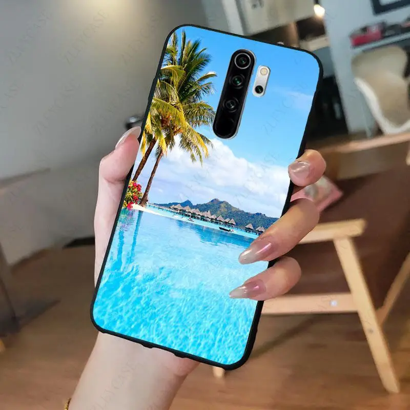 best flip cover for xiaomi The Sea Waves Beach spray ocean island Phone Case for redmi note8pro note7 note5 note6pro 7A 8A Note8T note9s note9pro Cells phone cases for xiaomi