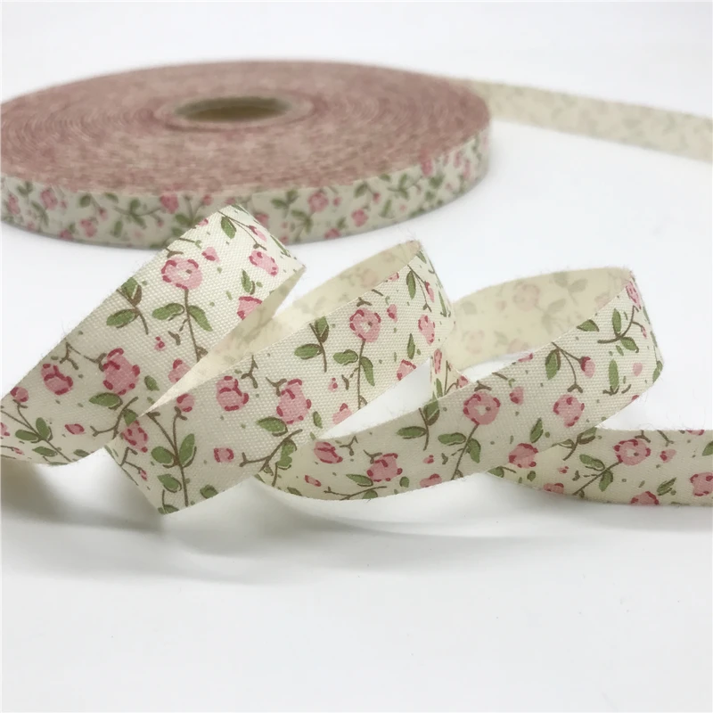 Floral Printed Cotton Ribbon - 5 Yards (10mm & 15mm) | Handmade Design for Sewing & Christmas Decoration