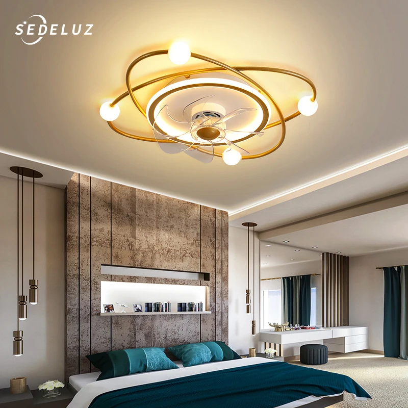 Nordic Simplicity Ceiling Fan for Living Room Bedroom Decor Ceiling Fan Lamp Ventilador Integrated Chandelier Lighting