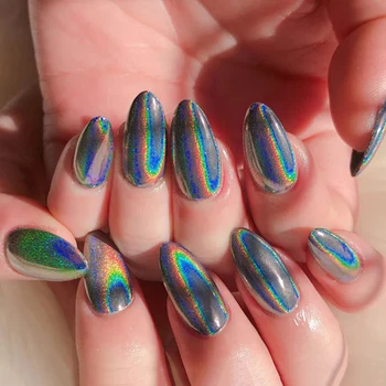 Billig 1 Box Holographische Nagel Pulver Feine Regenbogen Nail Art Glitter Pulver Für Salon Hause Nagel Kunst DIY Deco MPwell