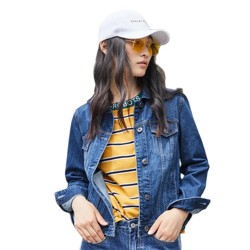 Куртка SEMIR женская джинсовая короткая с воротником из 100% хлопка в стиле бойфренда