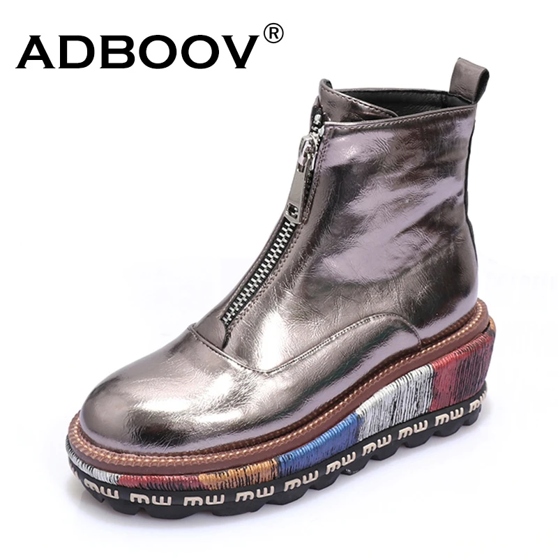 patent leather wedge boots