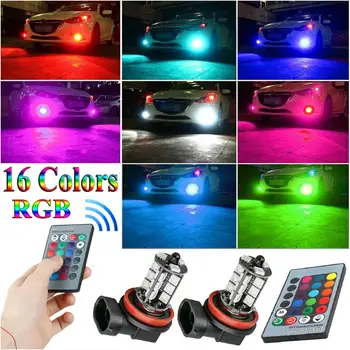 

16Color RGB H11 LED Bulbs w/ Wireless IR Remote For Fog Light Driving Lamp Car Headlight Fog Light Lamp Bulb Remote Control