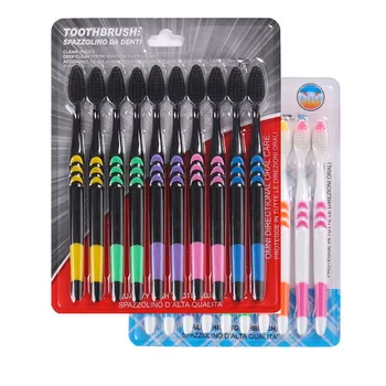 

New 10 Pcs Bamboo Charcoal Toothbrush Non-slip Comfortable Grip Handle Dental Care Tool Inhibit Breath Whitening Oral Care Tool
