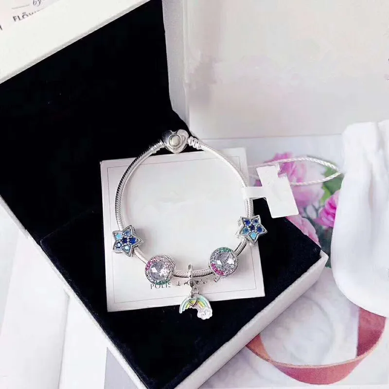 Модные 925 пробы Серебряные Оригинальные шармы ПАН браслет подходит для женщин синяя бабочка украшения крылья подарок
