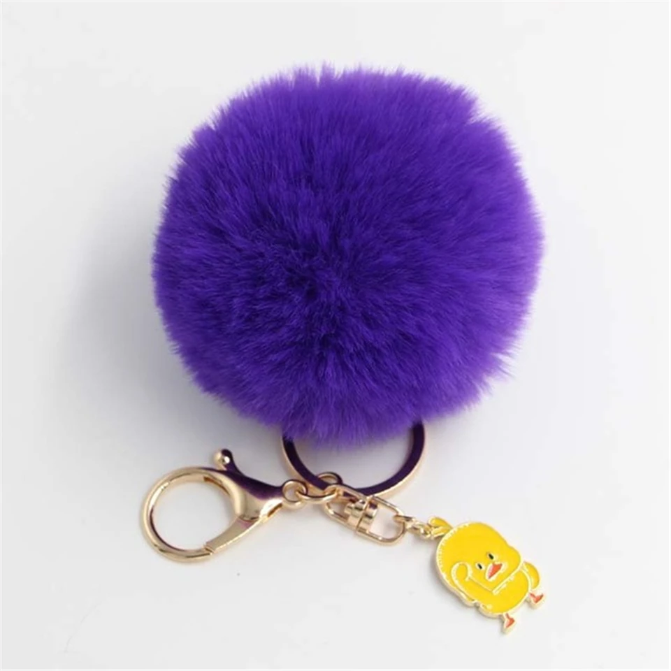 Cartoon Cute Yellow Duck Feather Ball Key Plush Toys Cute Chain Bag Car Pendant Animals Nature Pendant Keychain Plush Toys