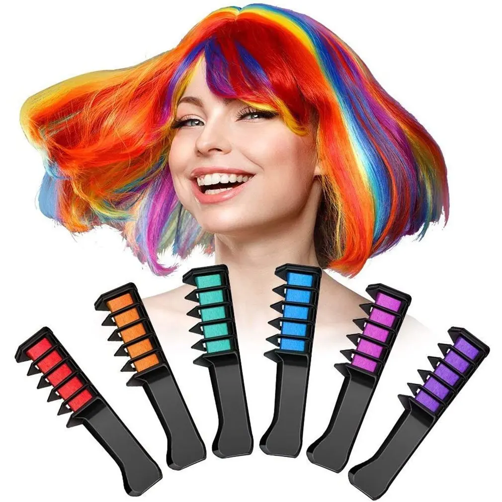 

6pcs Convenient Multicolor Comb With Cover Hair Dyeing Role Play Suit Party Play Salon Cool Hair Dyeing