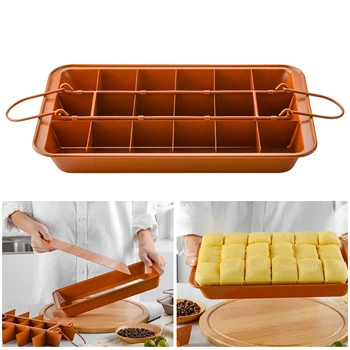 

Chequered Cake Baking Tray with Removable Bottom Non Stick Rectangular for Oven Baking