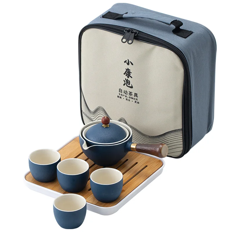 Bubble Kung Fu Tea Set Creative Lazy Self-rotating Tea Maker Travel Portable Ceramic Teapot Teacup Set