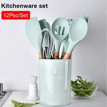 

12PCS Silicone Kitchenware Cooking Utensils Set Heat Resistant Kitchen Non-Stick Cooking Baking Tools Kichen Accessories