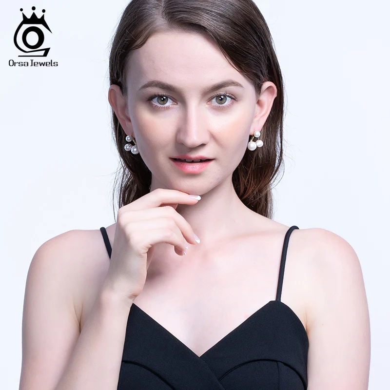 ORSA JEWELS, S925 серьги-гвоздики из искусственного жемчуга, новейшие серьги из стерлингового серебра с жемчугом, вечерние женские изысканные ювелирные изделия, SE211
