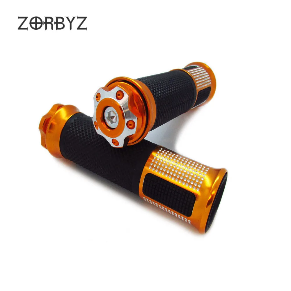 ZORBYZ мотоцикл 1 пара 7/" Алюминий ПВХ резиновые рукоятки рукоятка управления дроссельной заслонкой на руле ручки для Harley Yamaha Honda Kawasaki - Цвет: Orange