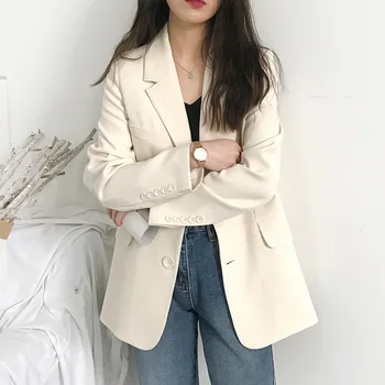 

GOOHOJIO 2020 New Temperament Cardigan Female Blazers Oversized Fashion Top for Women Autumn Casual Long Sleeve Blazer Overcoats