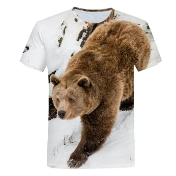 

Russian T shirt bear animal Men Tshirt Casual 3d T-shirt Streetwear Mens Clothing 2020 New Summer Casual Short Sleeve S-6XL
