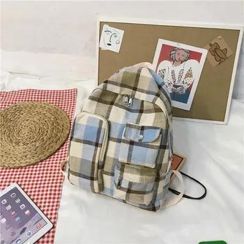 

2019 Fashion Women Plaid Bags Cute Backpack Large Capacity Bags Packagesmochila feminina рюкзак школьный $40