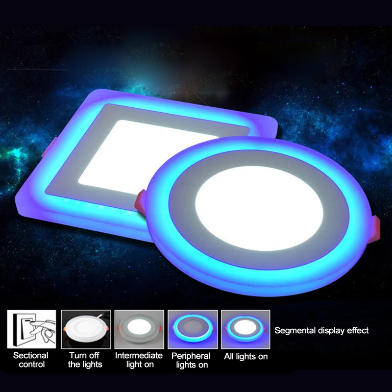 

1pcs LED Downlight Round 3W - 18W 3 Model LED Lamp Double Color Panel Light RGB & white Ceiling Recessed with Remote Control
