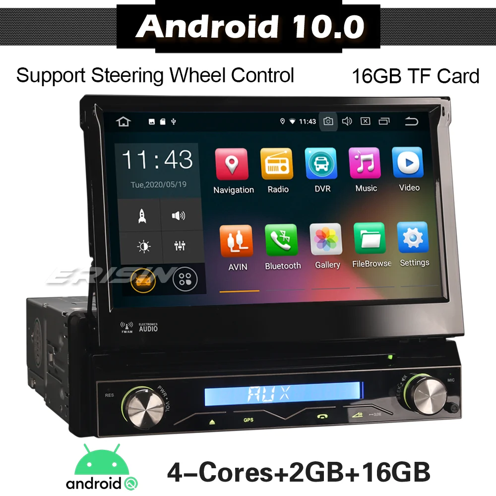 5188 Android 10 Car Stereo 1Din Universal Detachable DAB+ TPMS 4G DVD WIFI  SatNav Autoradio Radio ODB RDS SWC DVB-T2