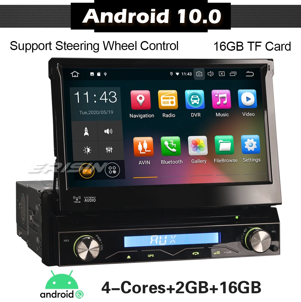 Din Radio Android 10 Single Din Car Stereo Bluetooth Inch Flip Out